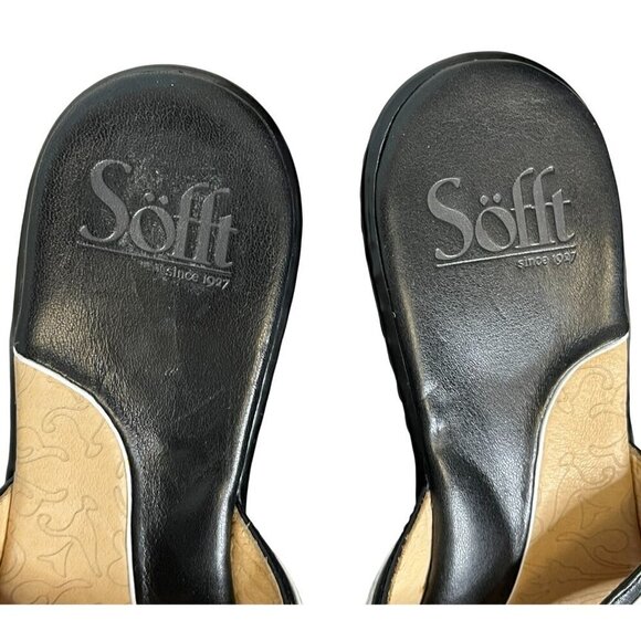 🆕 Söfft VESTA Black & White Striped Cross-Strap Heeled Sandals Size 8.5 - Picture 6 of 10